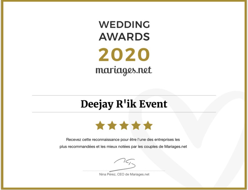 Wedding awards 2020 Deejay R'ik Events