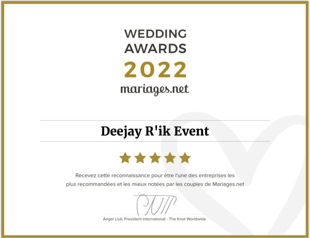 Wedding awards 2022 Deejay R'ik Events
